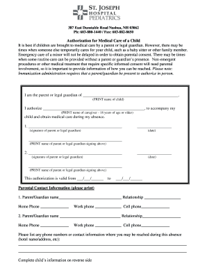 Authorization for Medical Care of a Child
