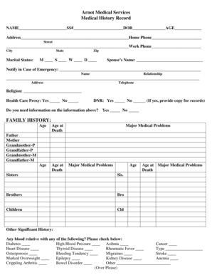 Medical History Record