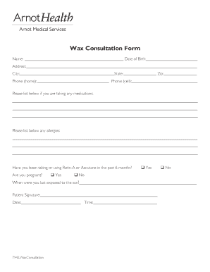 Wax Consultation Form
