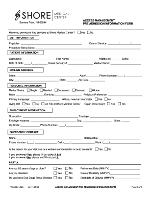 Pre Admission Information Form