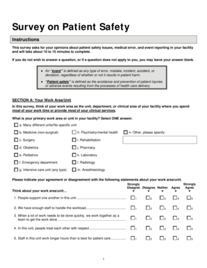 Patient Safety Survey Form