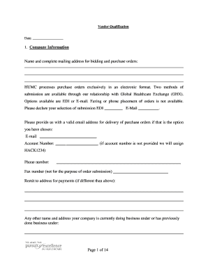 Vendor Qualification Form