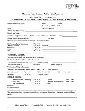 Maternal Fetal Medicine Patient Questionnaire