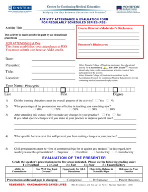 Activity Attendance & Evaluation Form