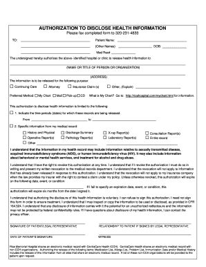 Authorization to Disclose Health Information
