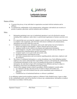 Confidentiality Statement and HIPAA Acknowledgement