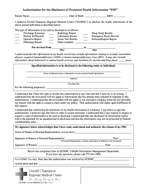 Authorization for Disclosure of Protected Health Information