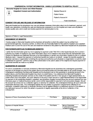 Memorial Hospital Outpatient Consent and Authorization