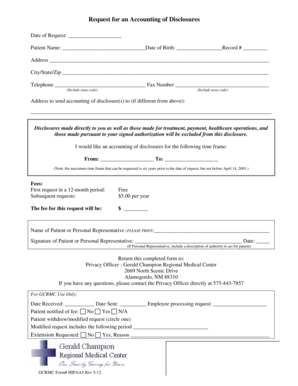 Request for an Accounting of Disclosures