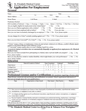 St. Elizabeth Medical Center Employment Application