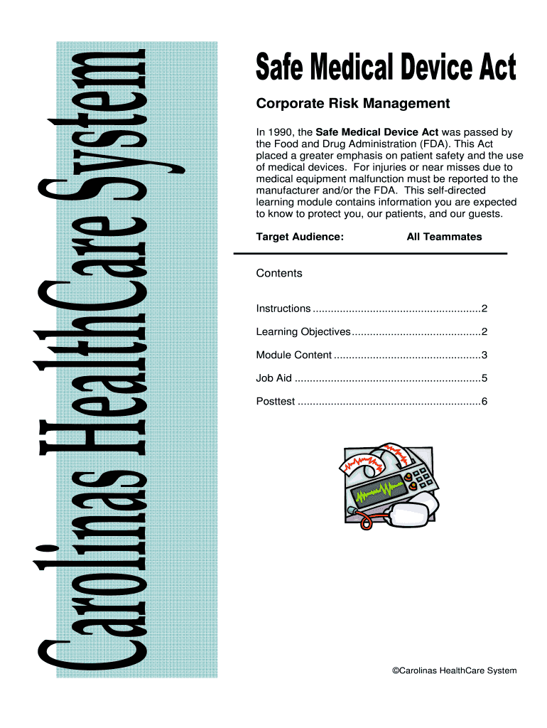 Fillable Online carolinashealthcare Corporate Risk Management