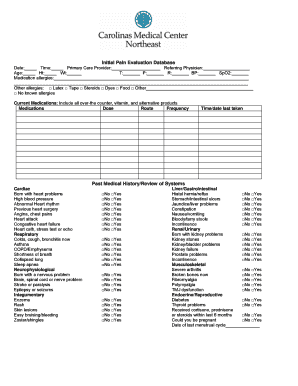 Initial Pain Evaluation Form