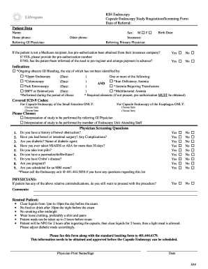 Capsule Endoscopy Study Requisition Form