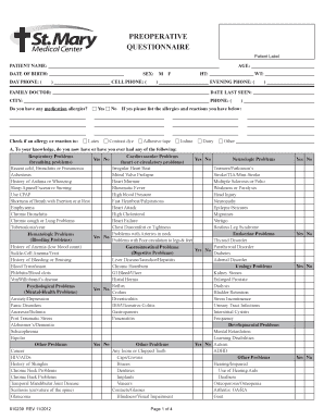 Preoperative Questionnaire