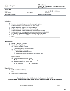 RIH Endoscopy pH/Bravo Capsule Study Requisition Form
