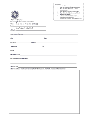 Abstract Submission Form