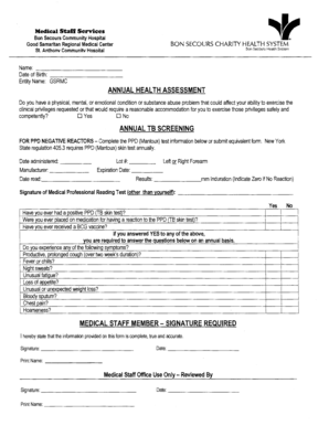 Annual Health Assessment Form