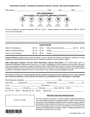 MRI Questionnaire Part 2