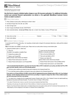 Request for Change of Dividend Option