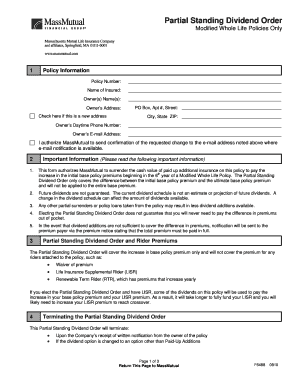 Partial Standing Dividend Order Form
