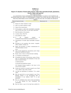 FORM O-1 Report of valuation of immovable property other - incometaxindia gov