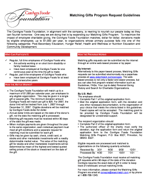 ConAgra Foods Foundation Matching Gifts Program Request Form