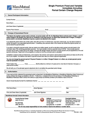 MassMutual Period Certain Change Request