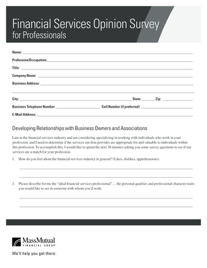Financial Services Opinion Survey for Professionals