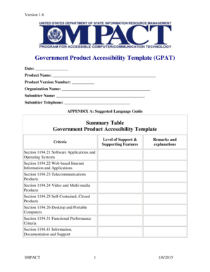 Government Product Accessibility Template GPAT - state