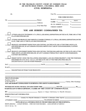 Ohio Civil Subpoena