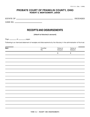 Probate Court Receipts and Disbursements Form