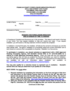 Ohio Foreclosure Mediation Request Form