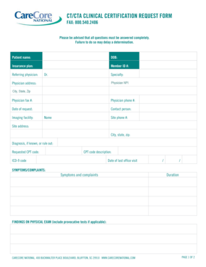 CT/CTA Clinical Certification Request Form