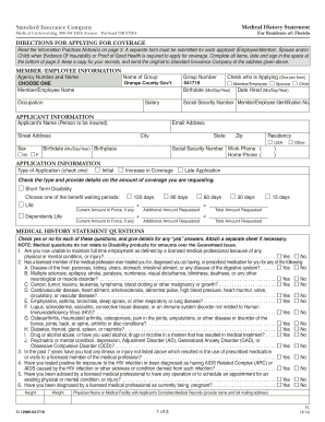 Standard Insurance Medical History Statement