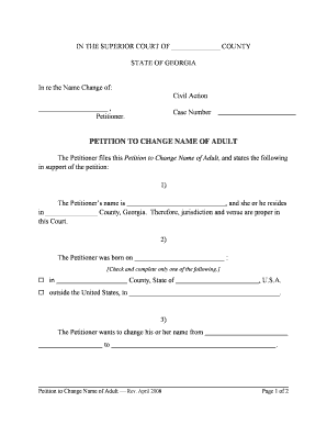 Georgia Adult Name Change Petition