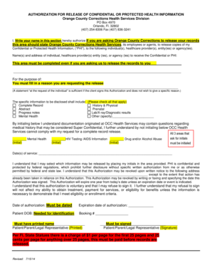 Authorization for Release of Confidential Health Information