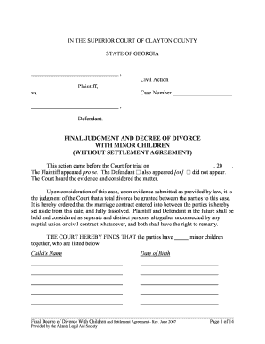 Final Judgment and Decree of Divorce With Minor Children