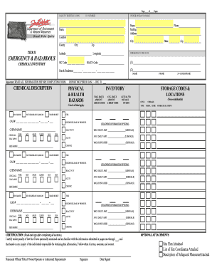 Tier II Hazardous Chemical Inventory Form