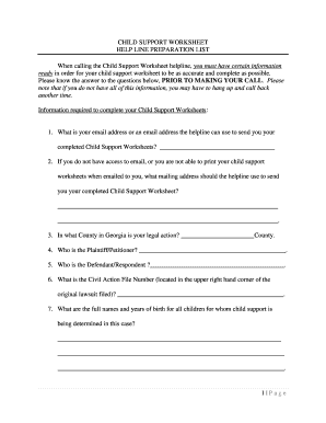 Child Support Worksheet