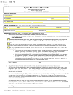 South Dakota Heavy Vehicle Use Tax Form MV-316
