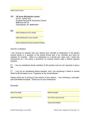 Military Locator Request Letter
