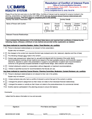 Conflict of Interest Resolution Form