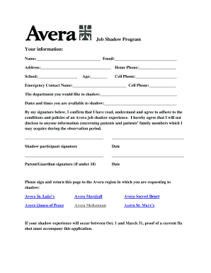 Job Shadow Program Application