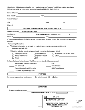 Authorization for Use or Disclosure of Health Information