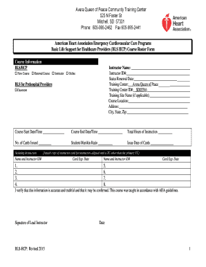 BLS HCP Course Roster Form