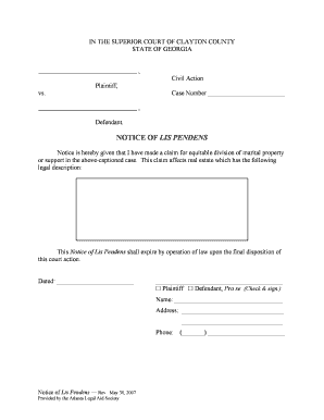 Notice of Lis Pendens