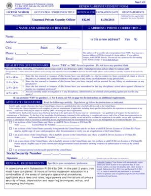 Utah Unarmed Private Security Officer Renewal Form