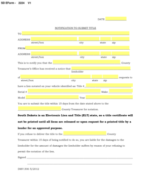 Notification to Submit Title