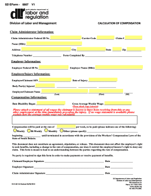 South Dakota Workers' Compensation Calculation Form