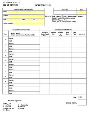 Vendor Claim Form